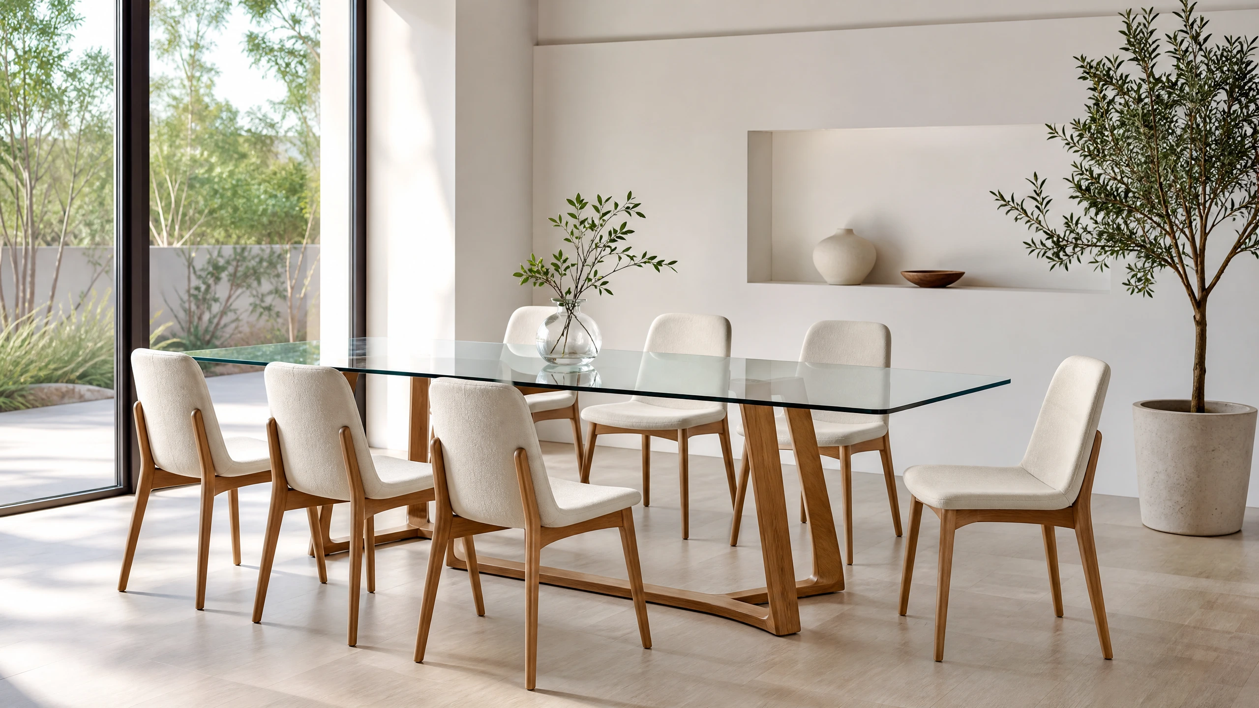 Cam Detaylı Minimalist Yemek Odası Seti