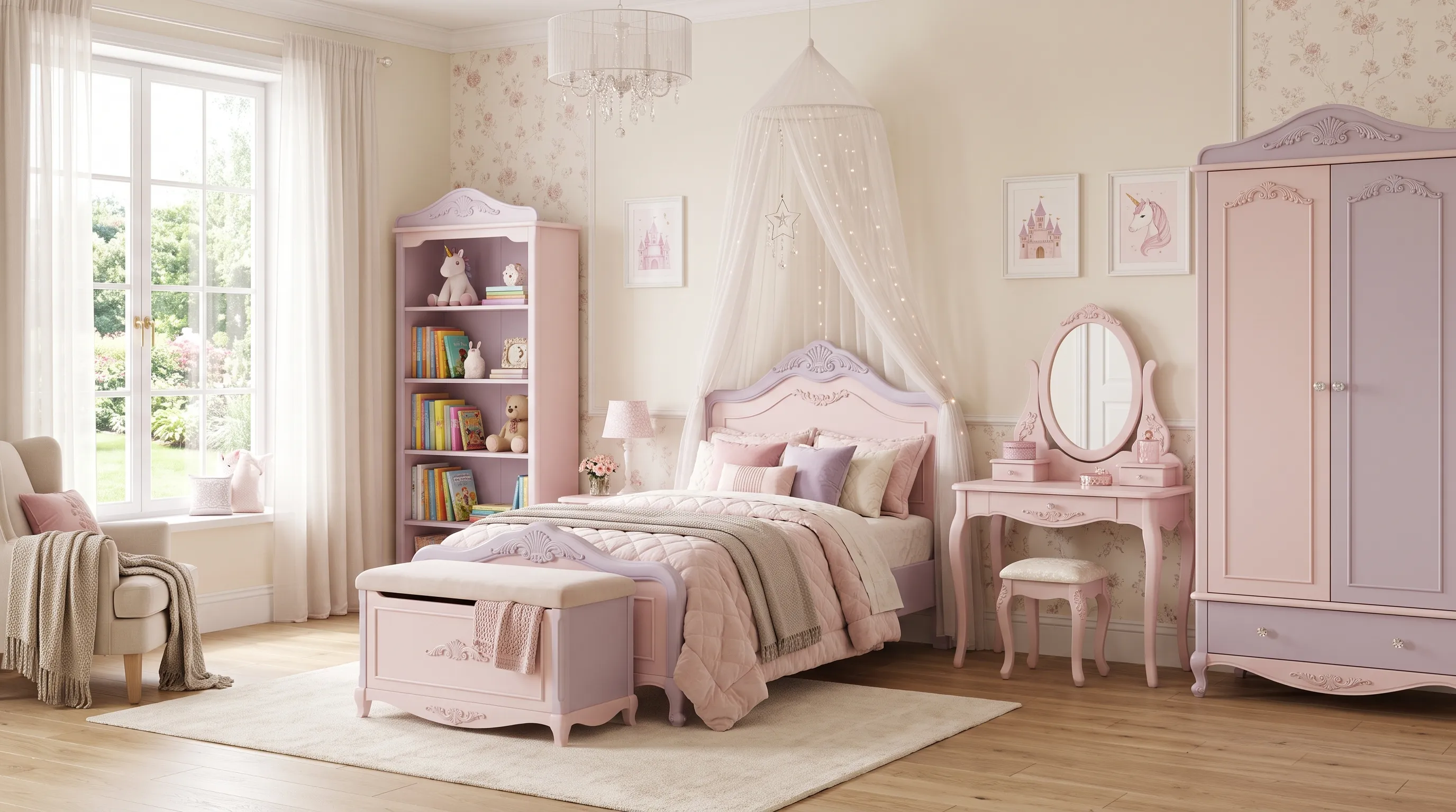 Pastel Tone Girl's Children's Room Furniture Pastel Tone Girl's Children's Room Furniture